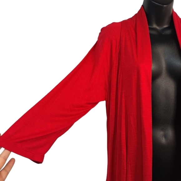 AGB Women's Red Open Front 3/4 Sleeve Top Blouse Size L NWT - Picture 6 of 9